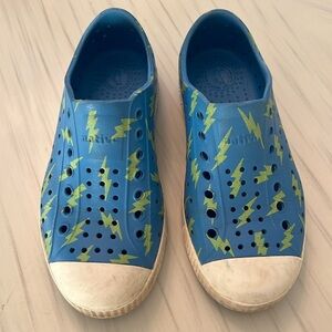 Native Shoes - Size 12. Light blue with pale green lightning bolts